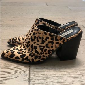 Leopard Print Block Heel Mules - Like New